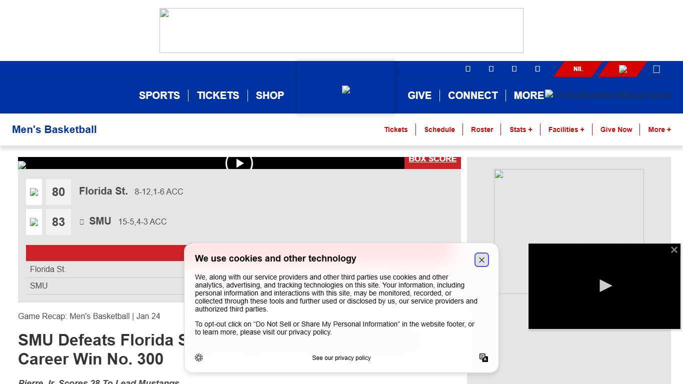 SMU Defeats Florida State, 83-80, As Enfield Collects Career Win No. 300 - SMU Athletics